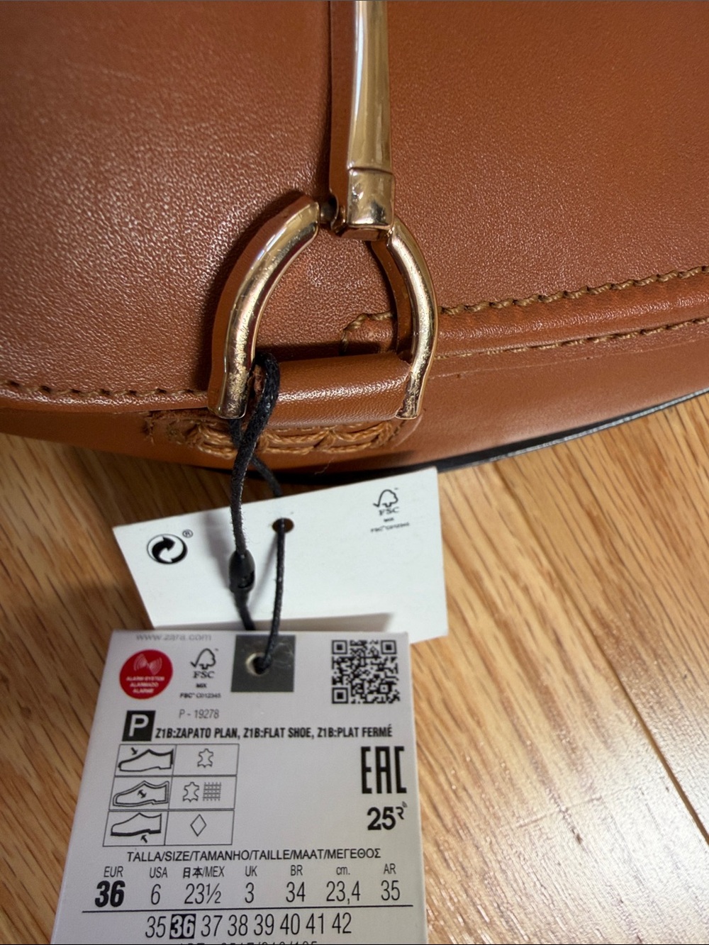 New! Zara 36/6 brown leather gold hardware liafers. - Picture 8 of 12